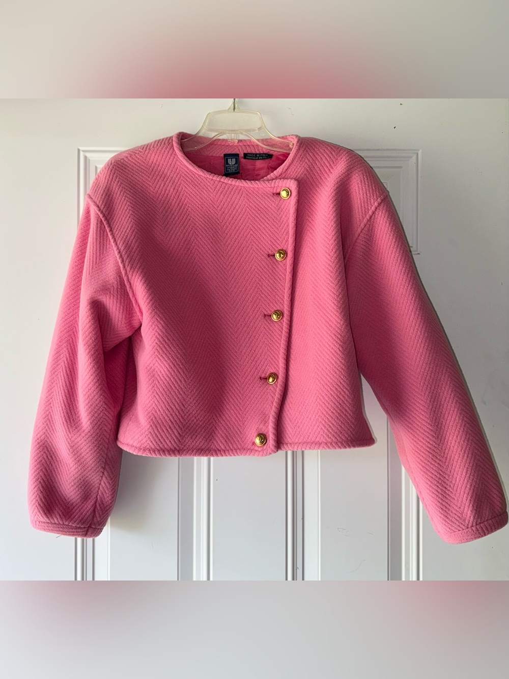 VINTAGE 8 MEDIUM (bust 40”) EMANUEL UNGARO PARALLELE PARIS PINK WOOL? JACKET
